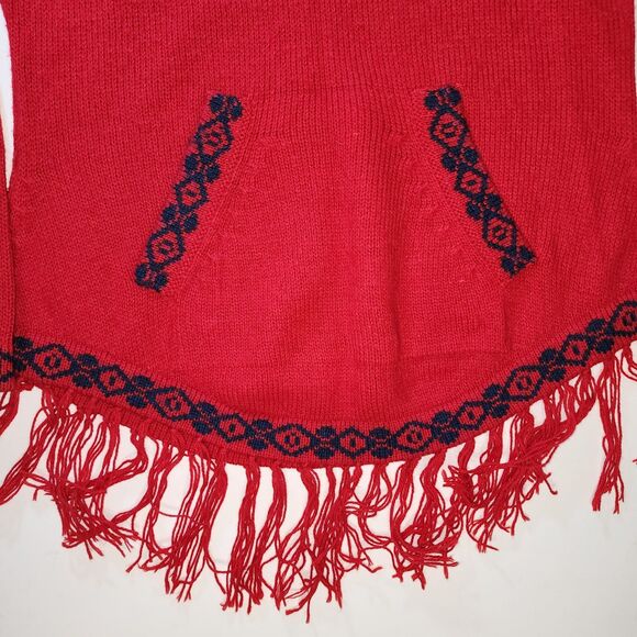 The Alpaca Connection Red Handmade Peruvian Alpaca Knit Sweater Hoodie Size S - Picture 4 of 9